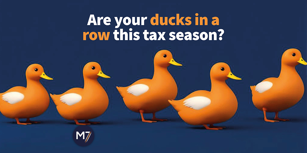 Get your ducks in a row this tax season with M7 Group's expert tax services! Stay organized and maximize your savings.